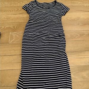 Classic Navy & White Striped Maternity Dress